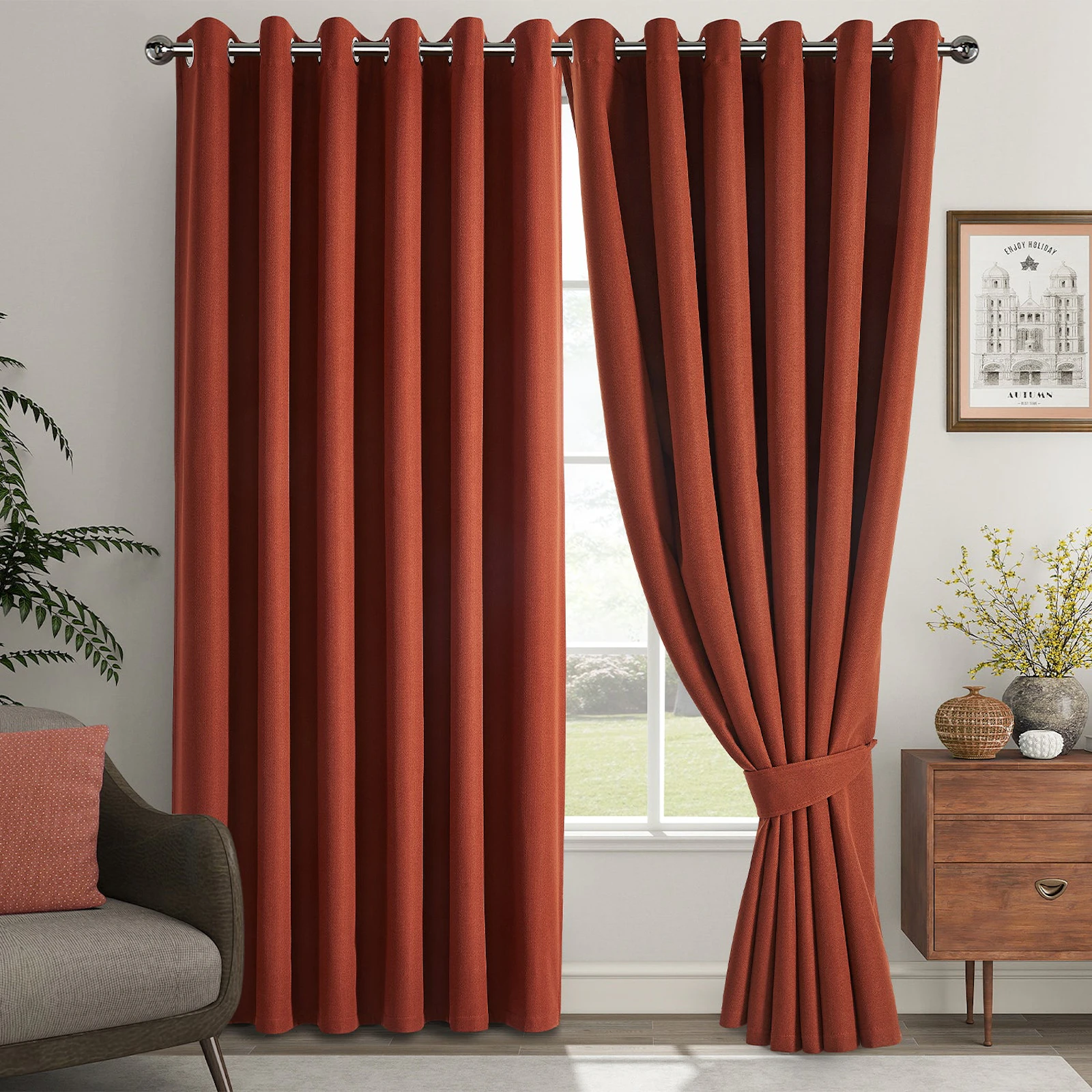 Blackout Linen Curtains, Eyelet Design screenshot 7