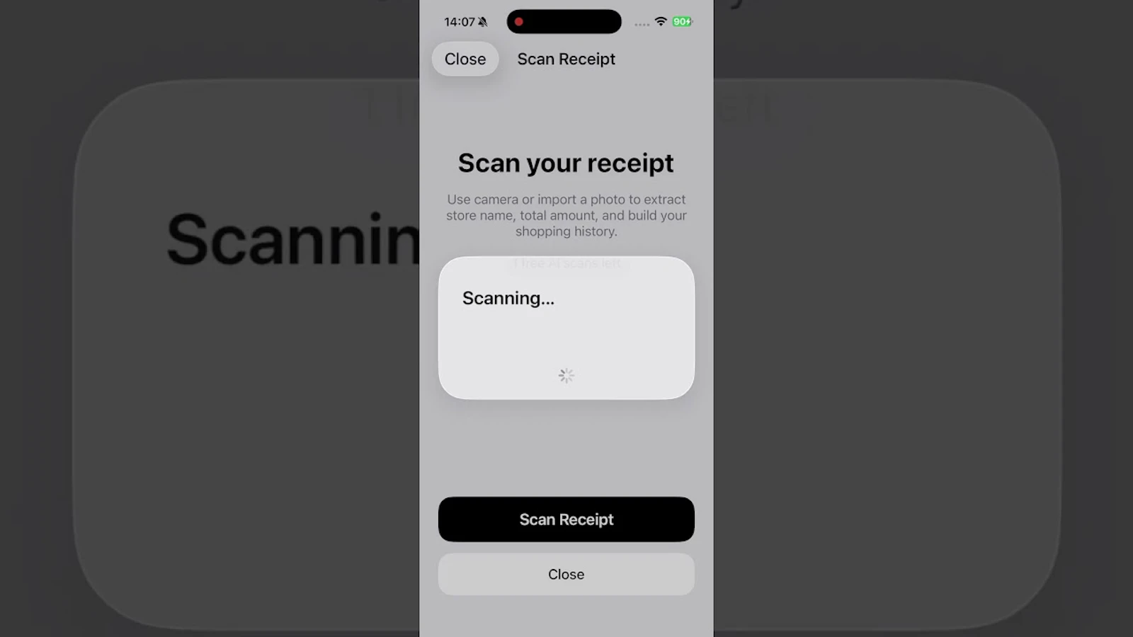 Receipt Scanner: Scan Prices screenshot 1 (video preview)