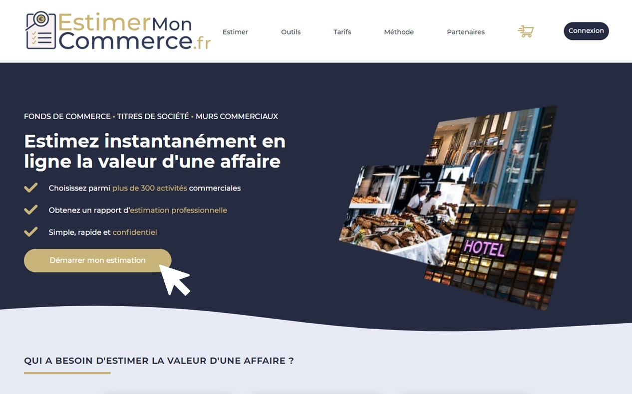EstimerMonCommerce.fr - Stimare il valore di un'azienda o di un'azienda online media 2
