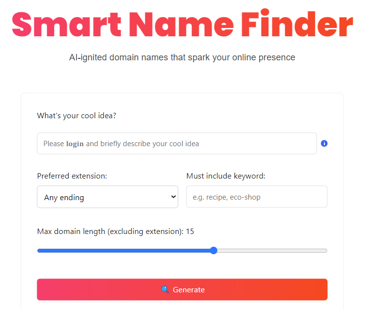Média SmartNameFinder.com - La meilleure façon de générer des domaines créatifs gratuitement 1