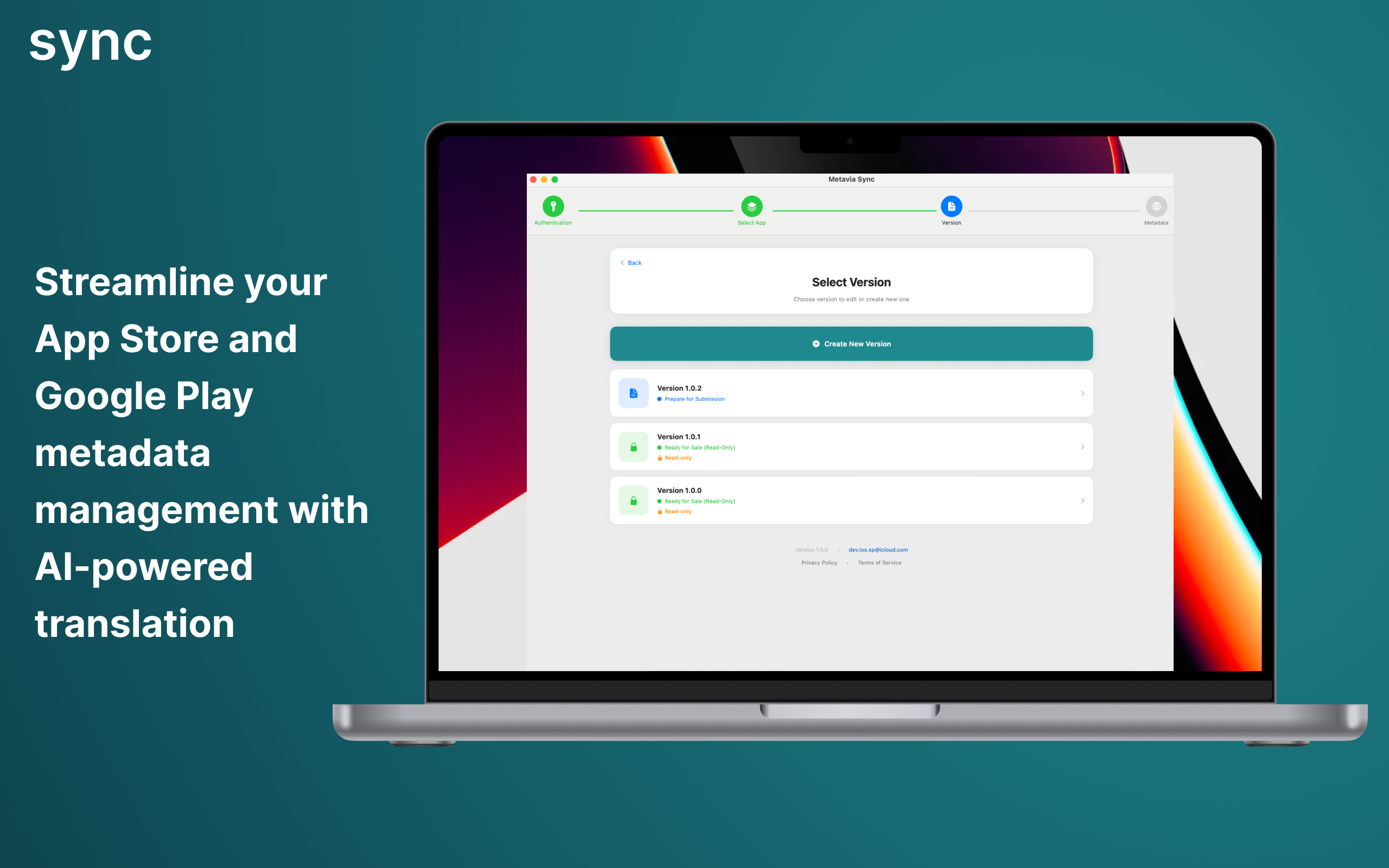 Metavia Sync - Screenshot 2 showing product features and functionality