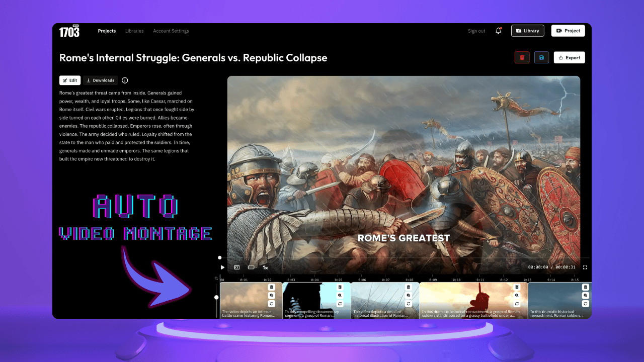 1703.co - 生の映像をAIで数分でYouTube対応のビデオに変えるメディア1