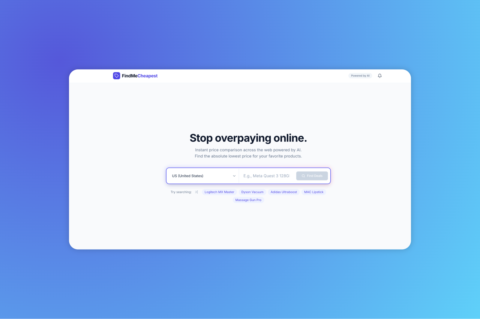 Find Me Cheapest - Main product screenshot demonstrating key features and user interface