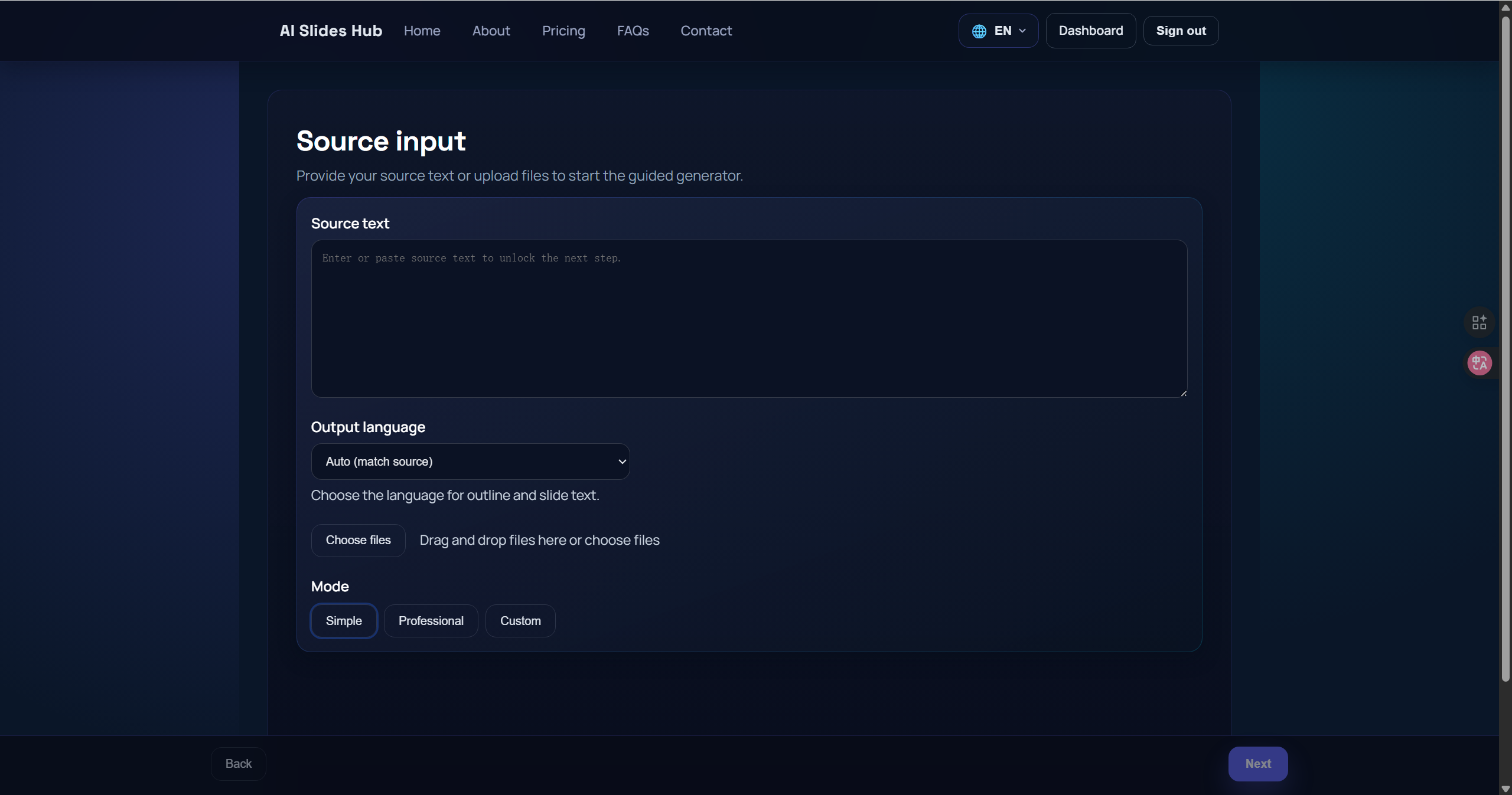 AI Slides Hub - Screenshot 2 showing product features and functionality