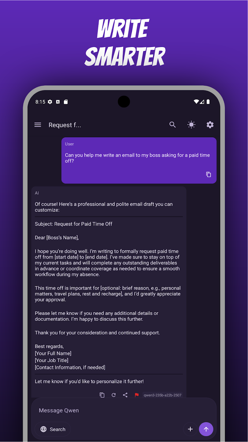 Quen AI: Chat with Qwen - Screenshot 2 showing product features and functionality