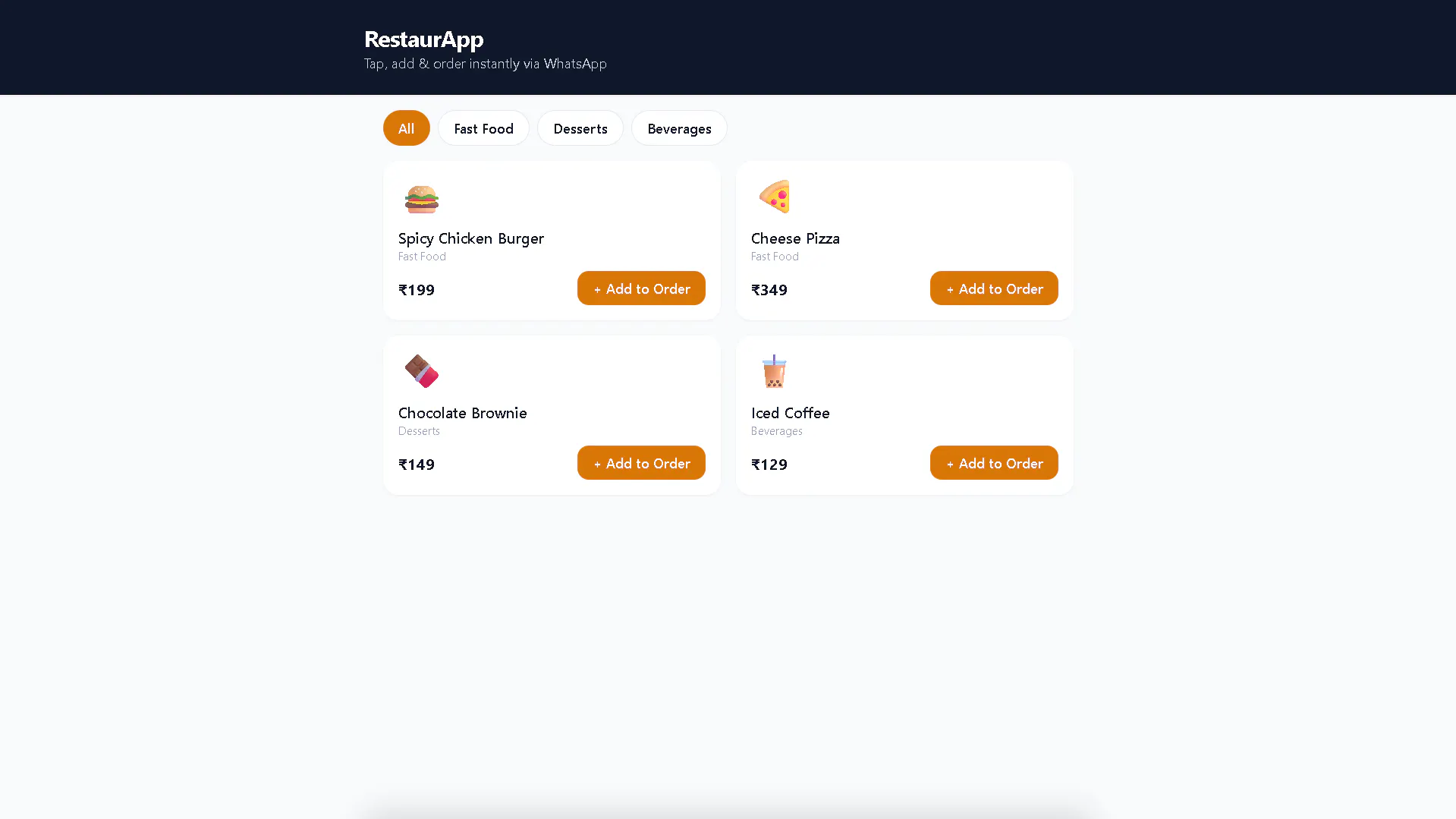 WhatsApp Menu - Restaurant Menu Template 제품 배너