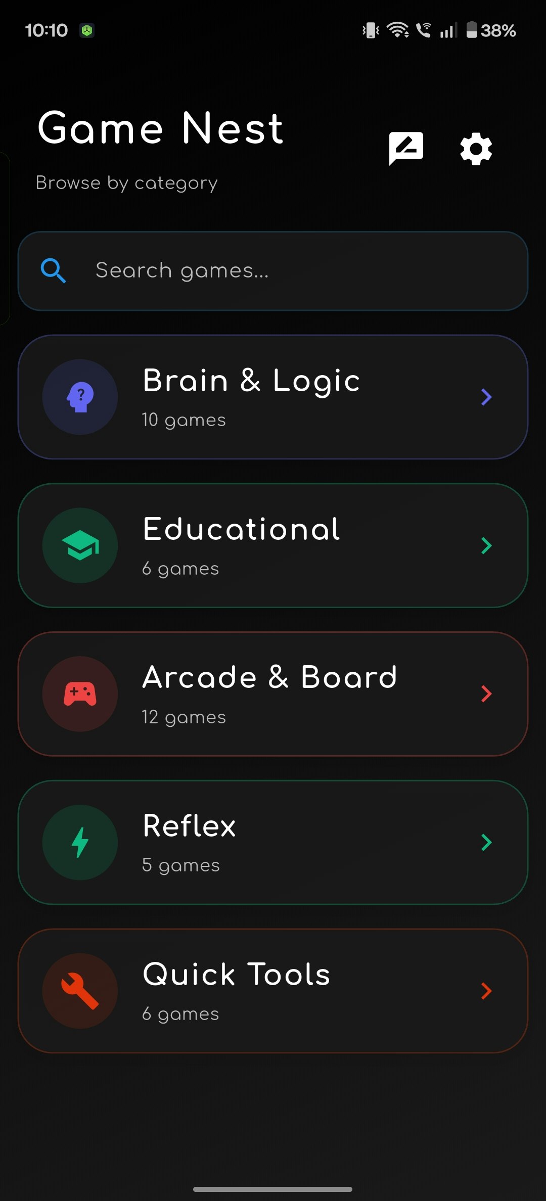 Game Nest - Main product screenshot demonstrating key features and user interface
