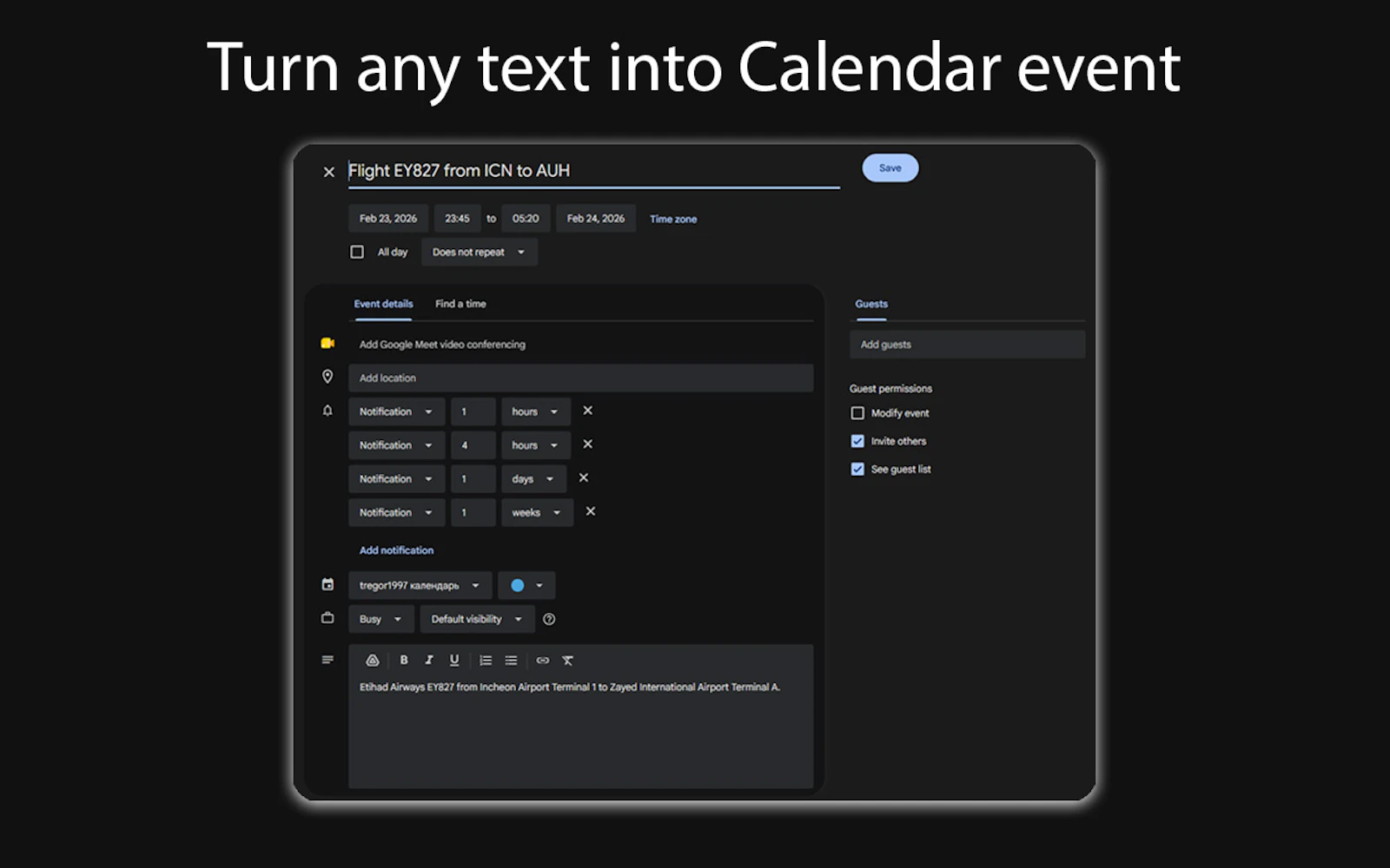 Text2Calendar screenshot 3