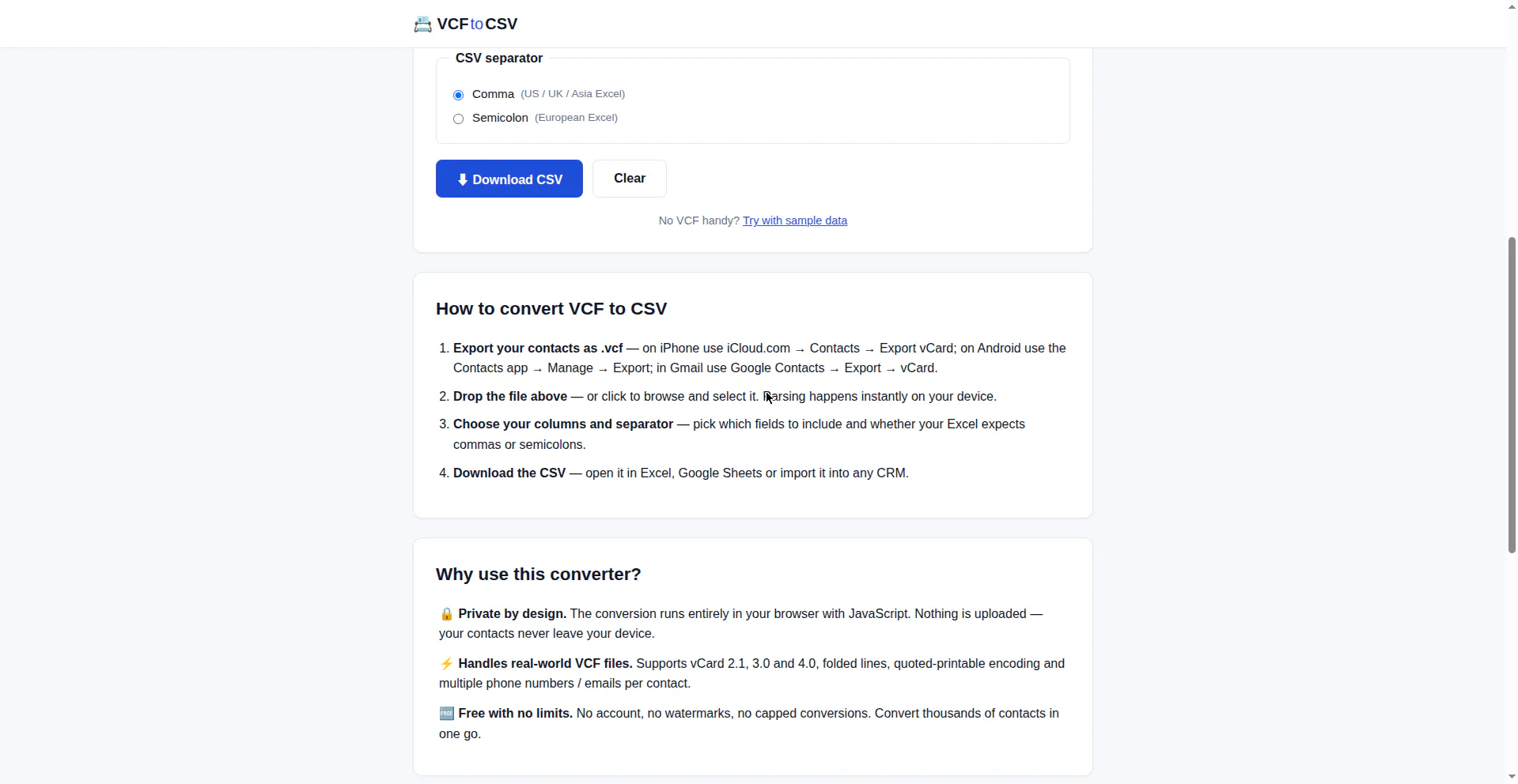 VCF to CSV Converter gallery image