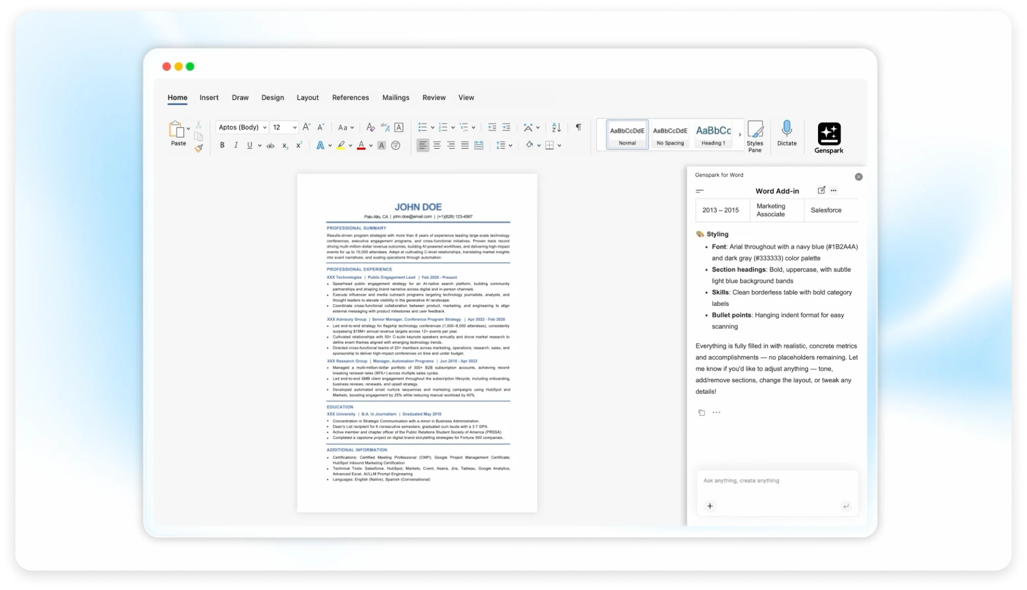Genspark for Word