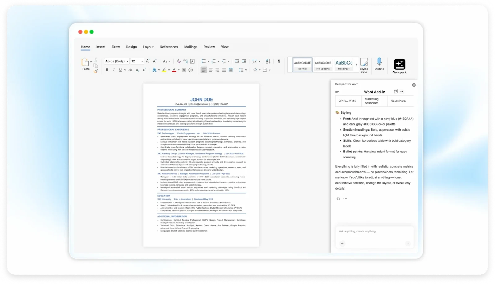 Genspark for Word screenshot 2