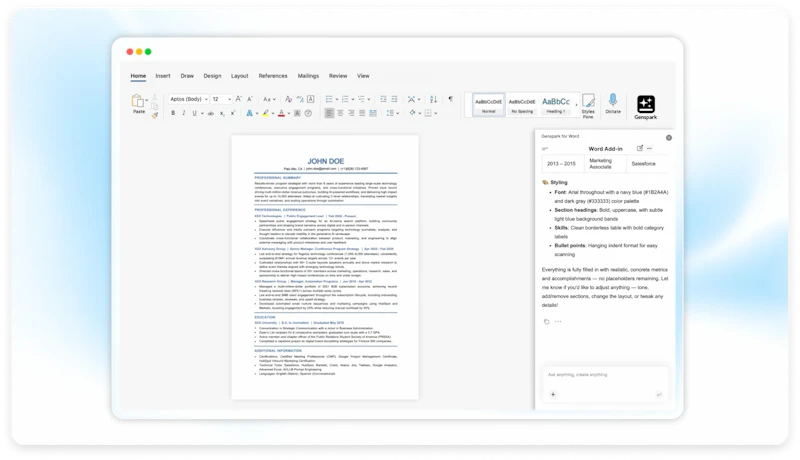 Genspark for Word screenshot 2