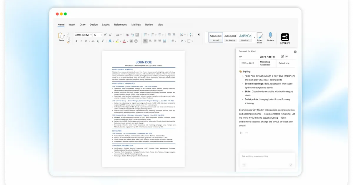Genspark for Word