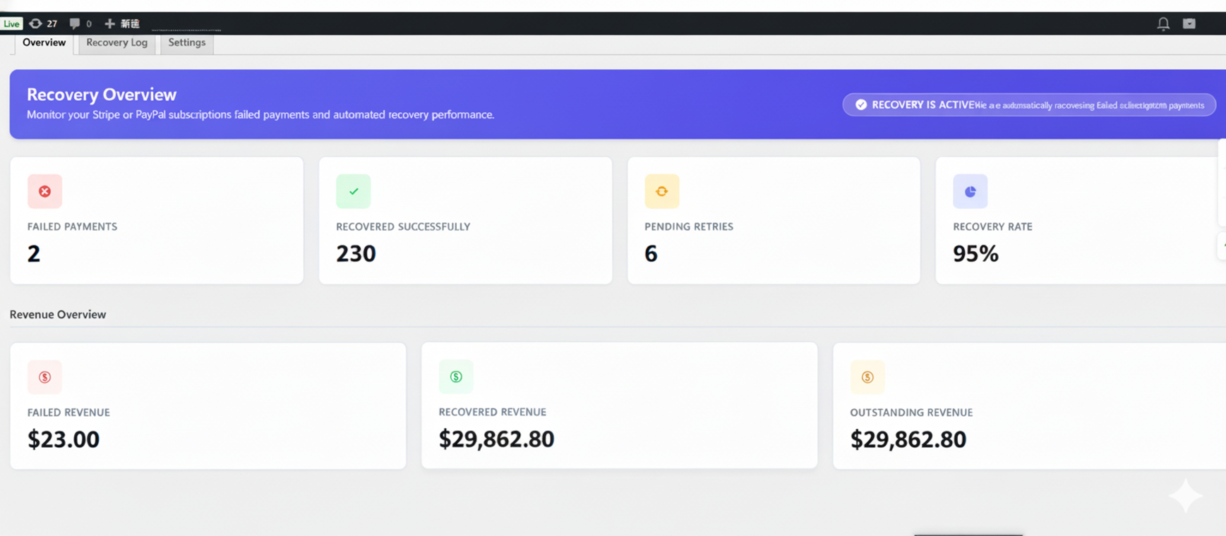 Subscriptions Recovery for WooCommerce gallery image