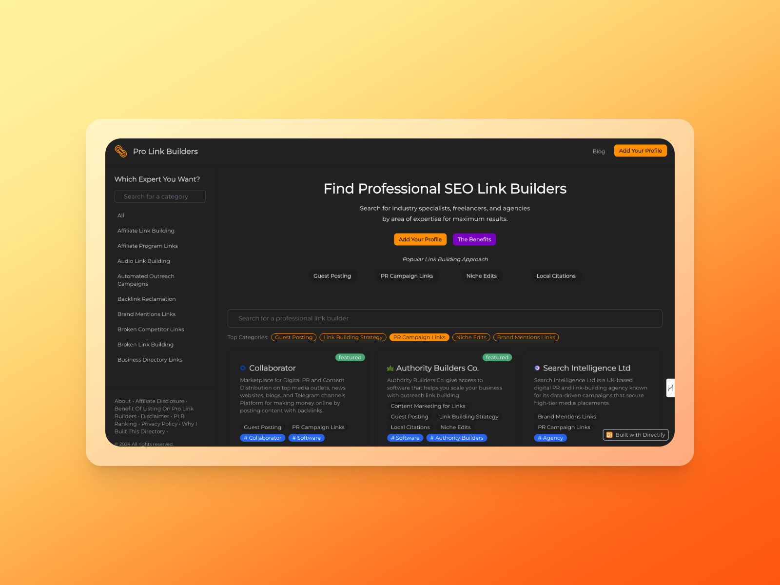 Pro Link Builders - Справочник профессиональных строителей SEO Link медиа 2