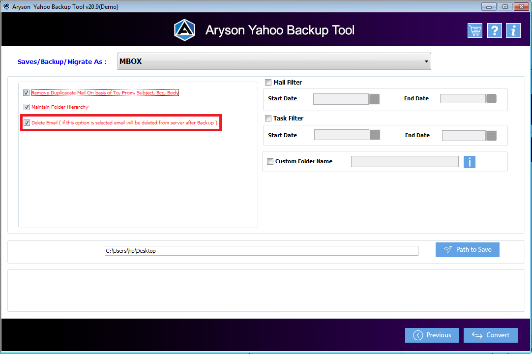 Aryson Yahoo Backup Tool gallery image
