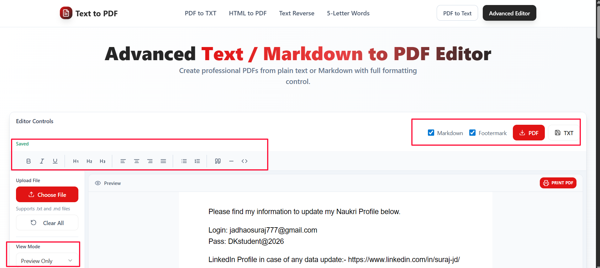 Text2PDF gallery image
