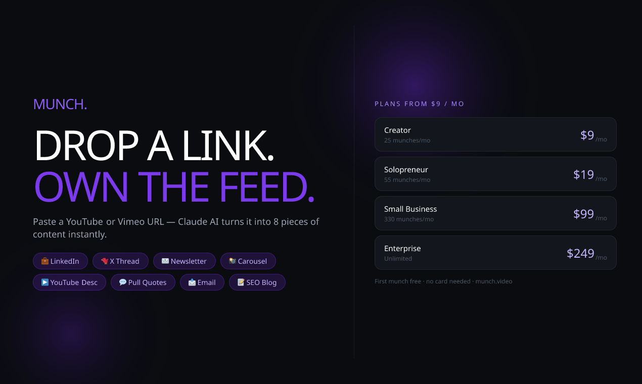 Munch.Video - Main product screenshot demonstrating key features and user interface