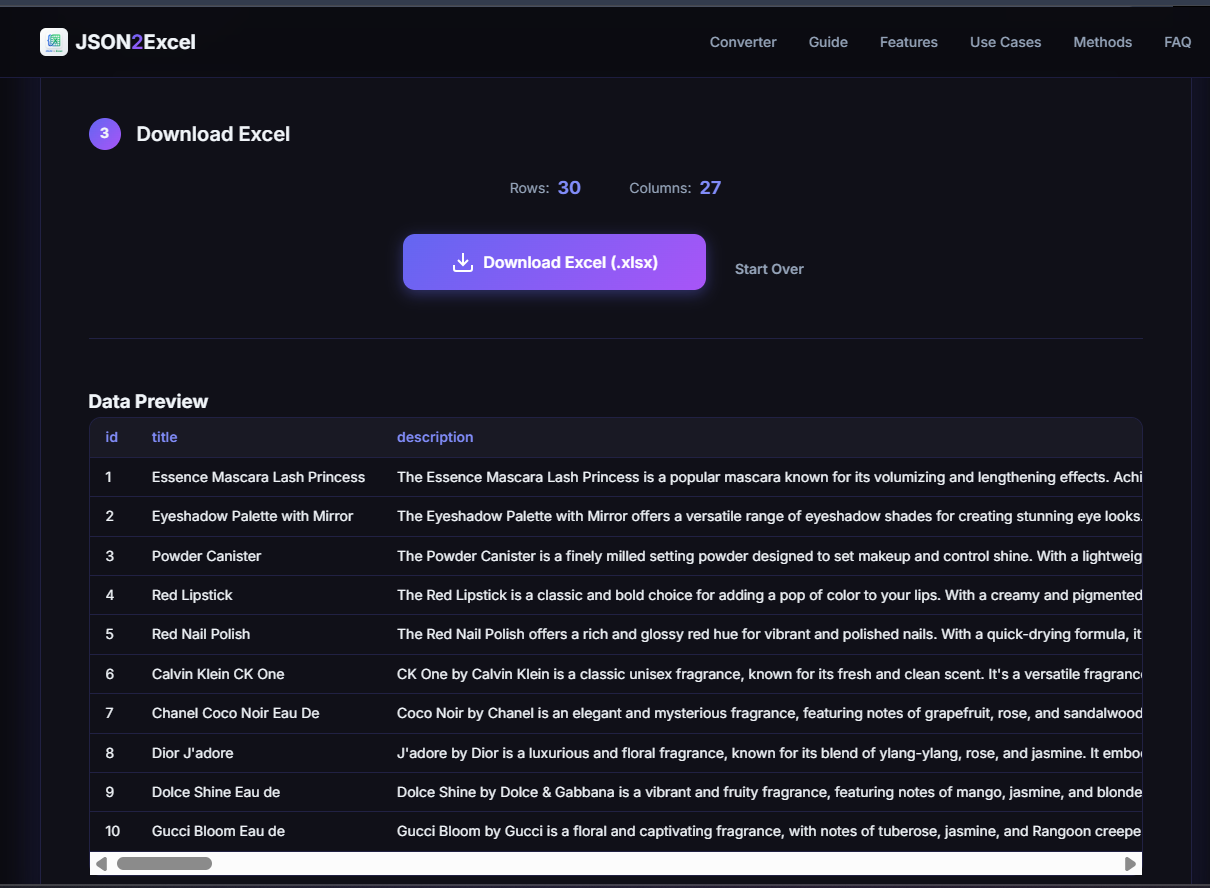 JSON to Excel Converter media 5