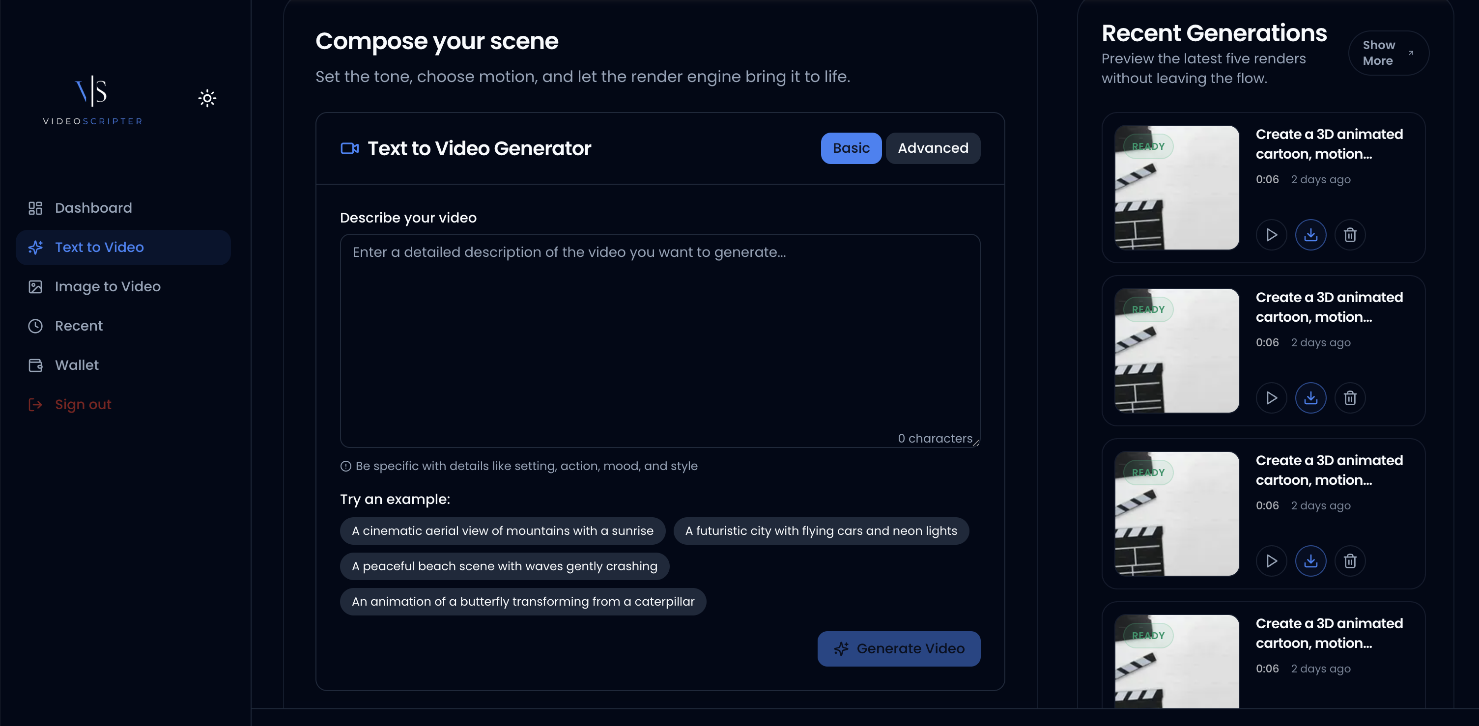 VideoScripter - Screenshot 3 showing product features and functionality
