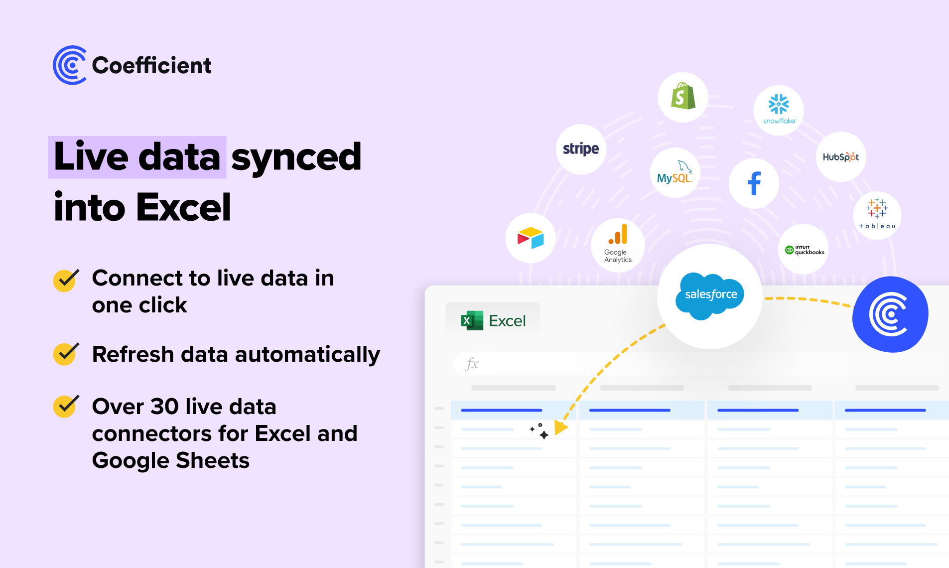 Коэффициент для Excel - Синхронизируйте живые данные в Excel от SaaS Systems & DBS в секундах медиа 2