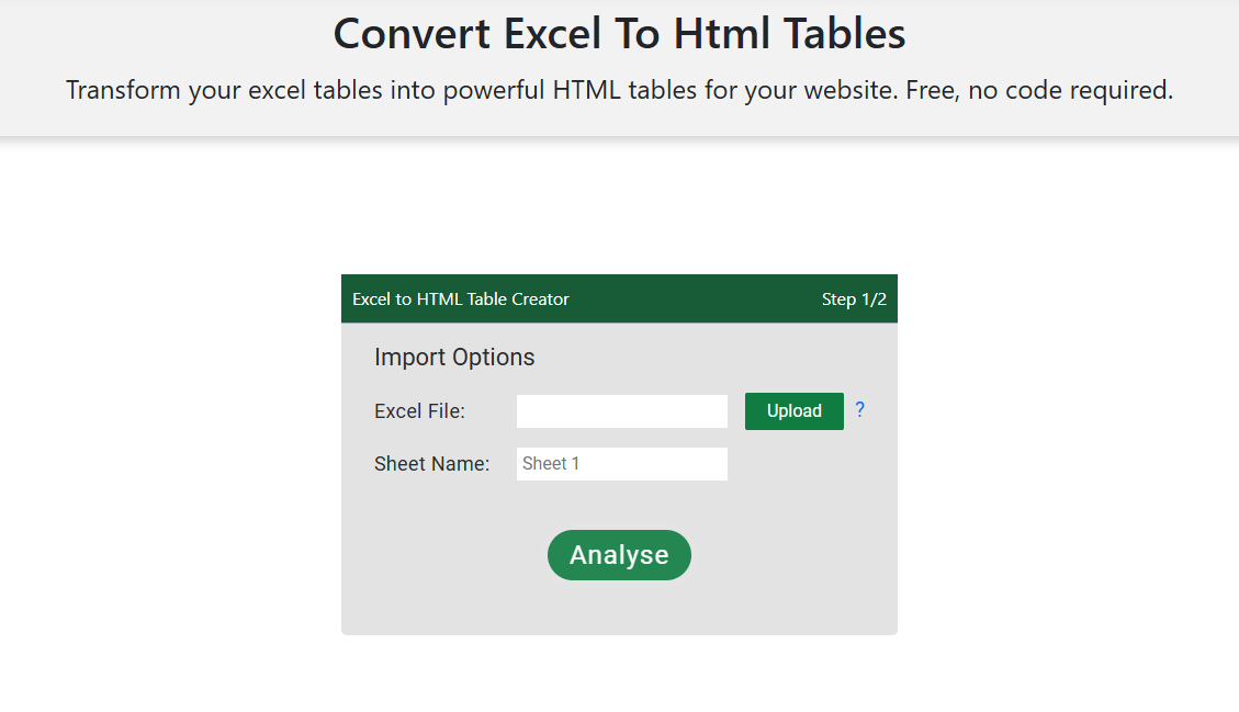 Mídia 2 de Fabricante de tabela HTML - Transforme as tabelas do Excel em poderosos relatórios da web.