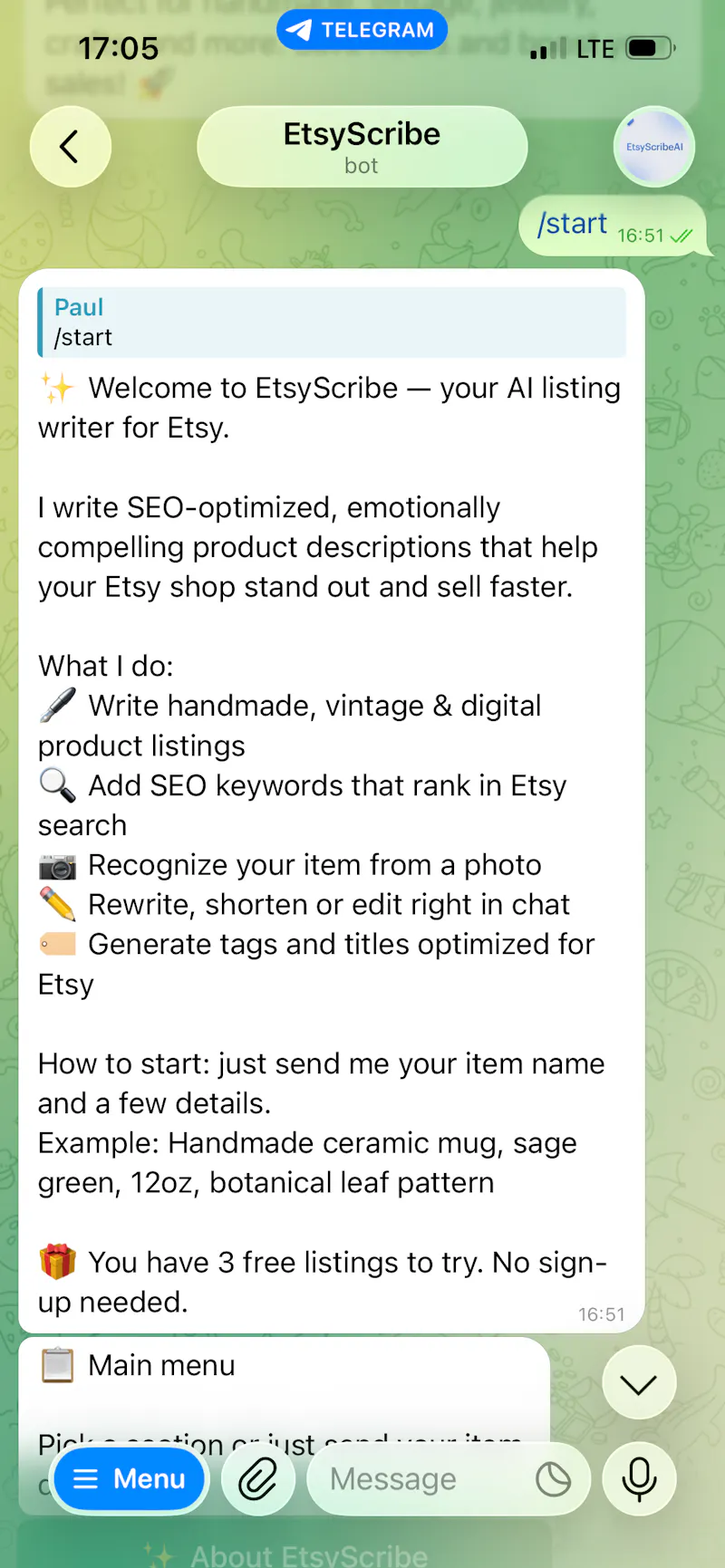 Telegram screenshot 1