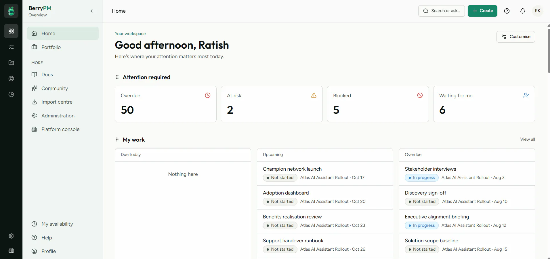 Honest Project tool for PMs - BerryPM gallery image