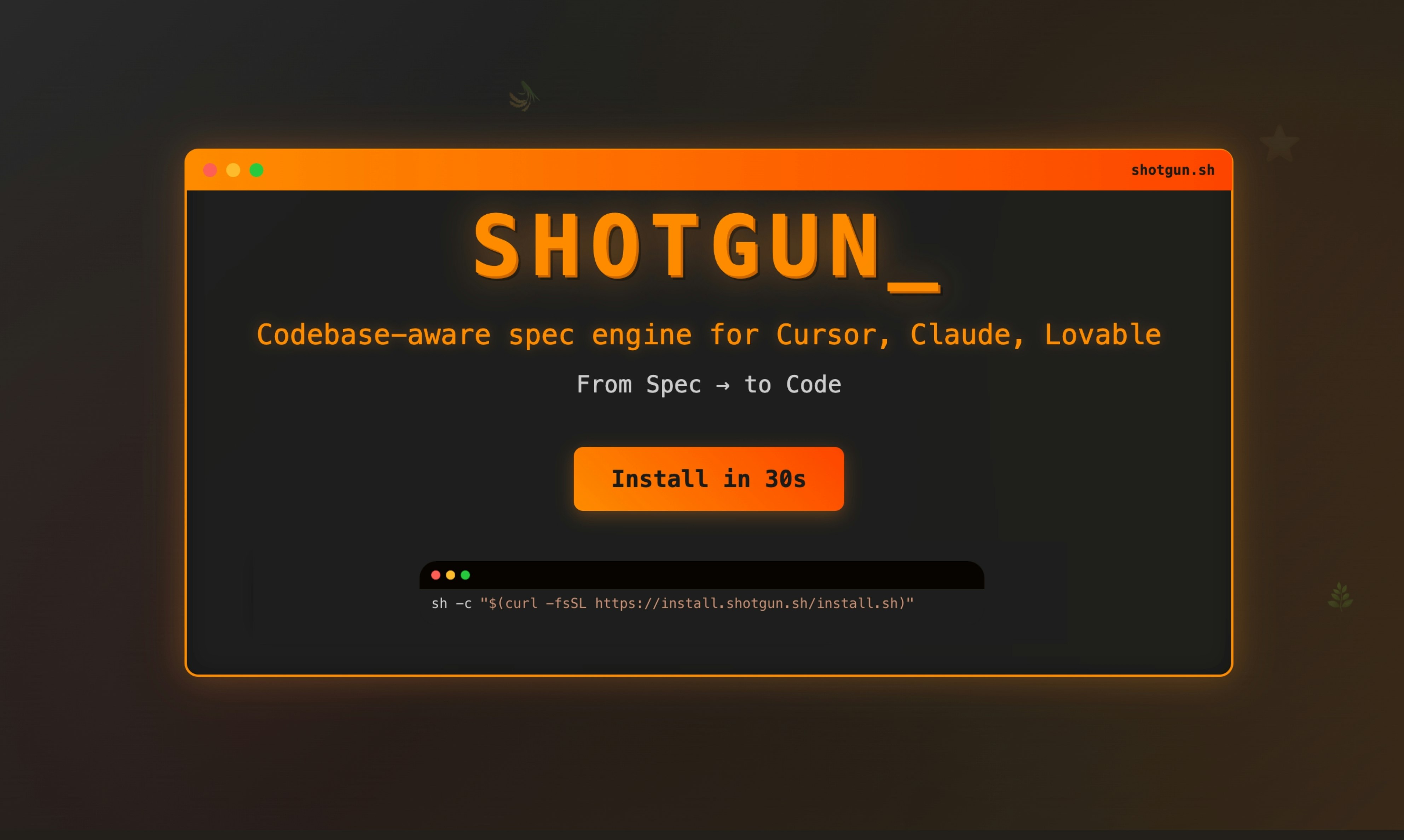 Shotgun CLI - Codebase-aware spec engine for Cursor, Claude Code & Lovable media 2