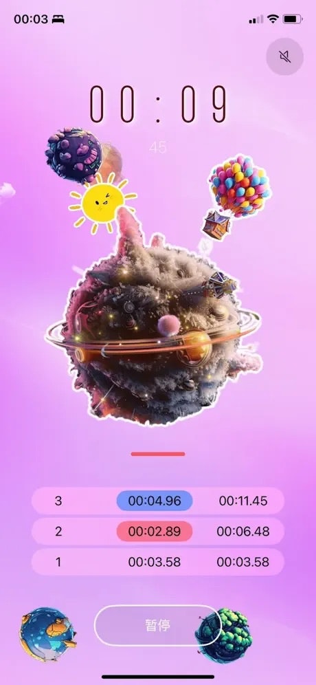 Планетимер - Веселый таймер мультфильма, нажмите, чтобы отбросить астероид медиа 2