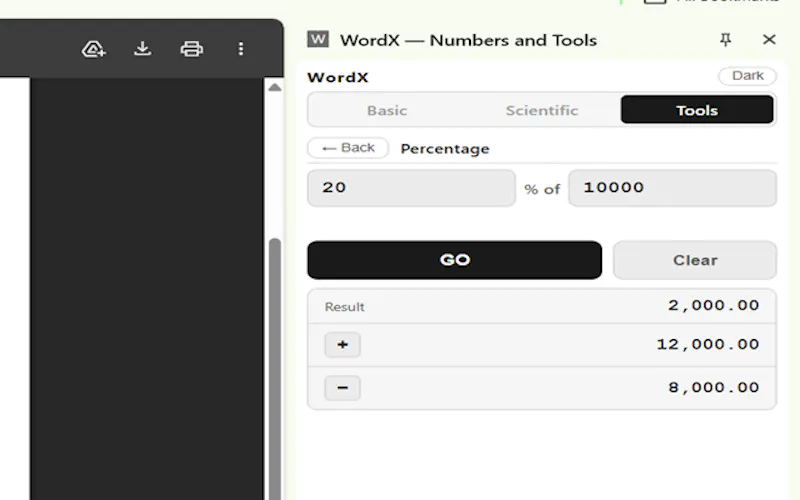 WordX - Numbers and Tools screenshot 2