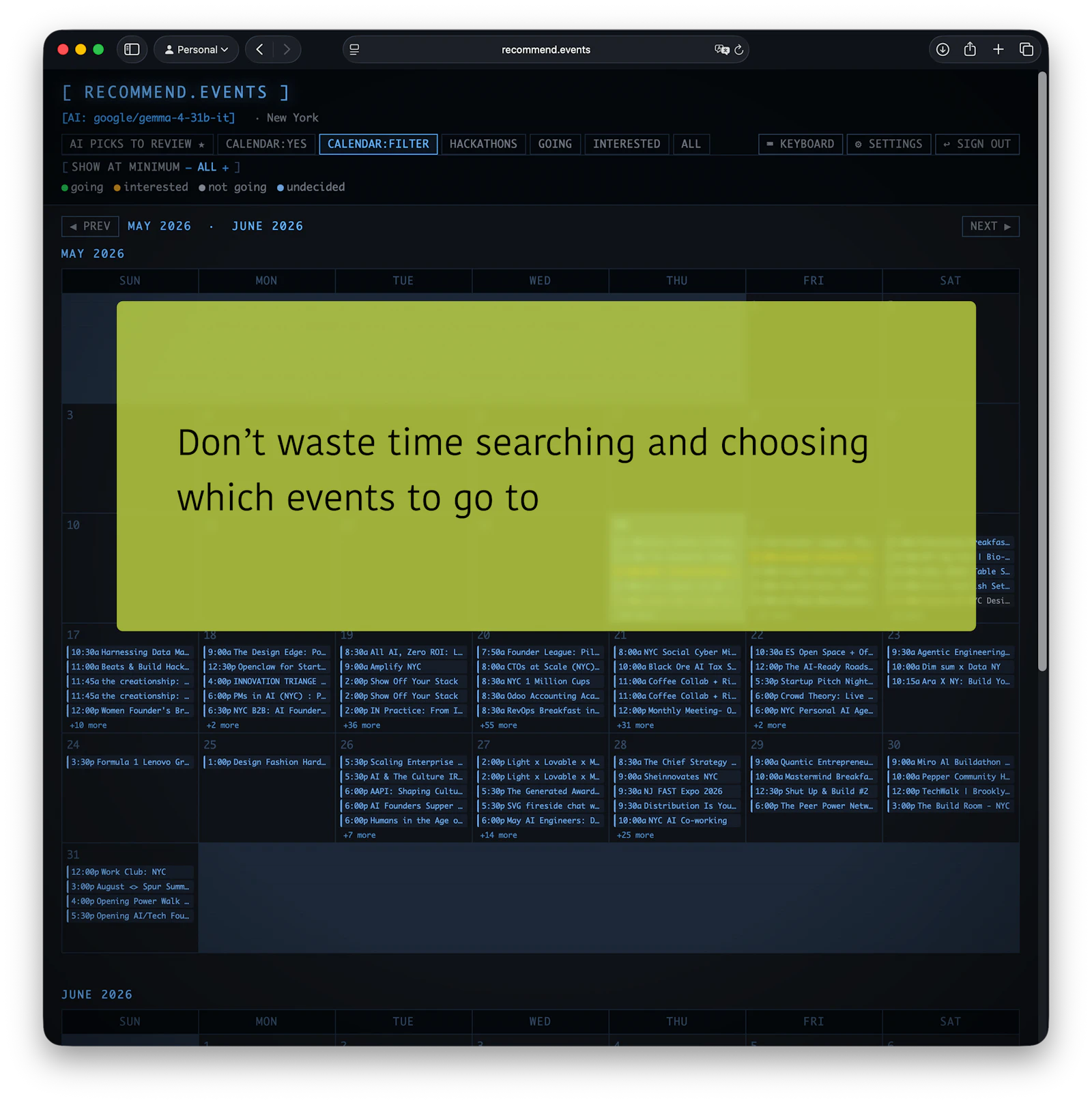 recommend.events screenshot 2
