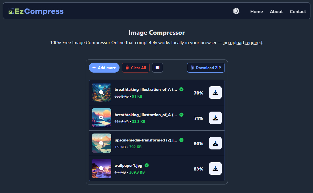 Free Image Compressor - EzCompress - Screenshot 4 showing product features and functionality