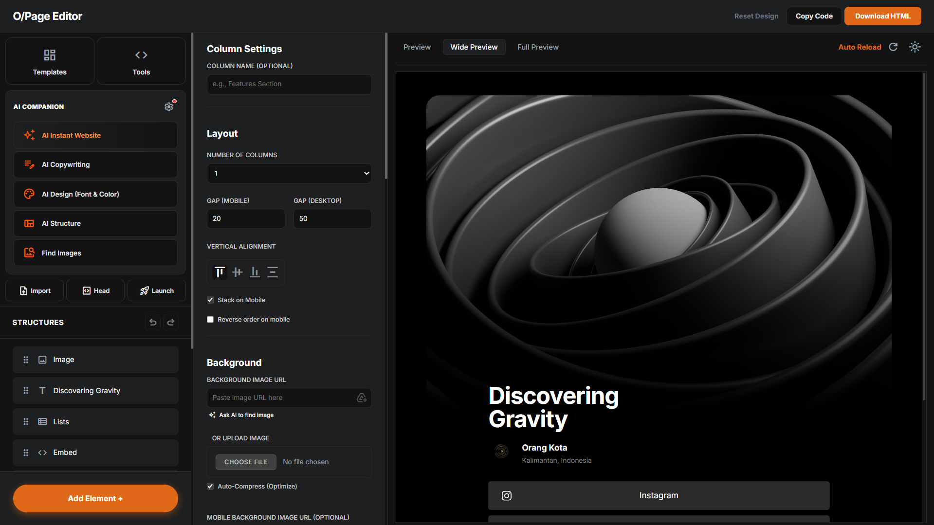 O/Page Website Builder gallery image