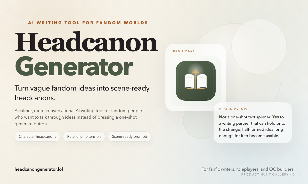 Headcanon Generator - Screenshot 3 showing product features and functionality