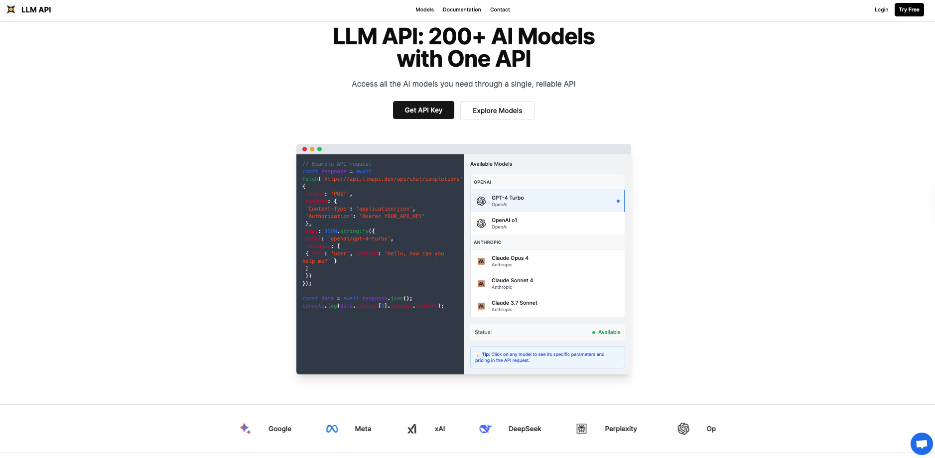 Media LLM API - Akses semua model AI yang anda perlukan melalui API tunggal yang boleh dipercayai 1