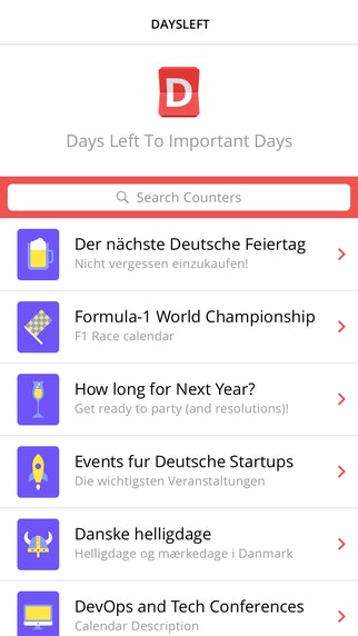 Daysleft for iPhone and Apple Watch