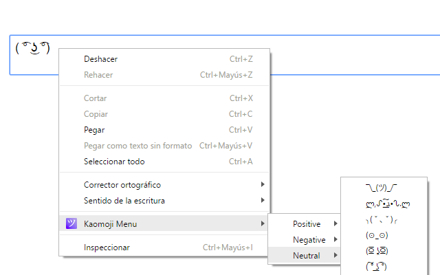 Kaomoji Menu (chrome extension)