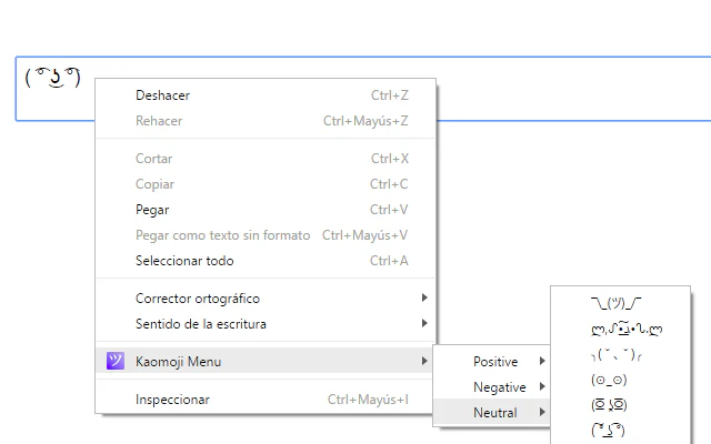 Kaomoji Menu (chrome extension)