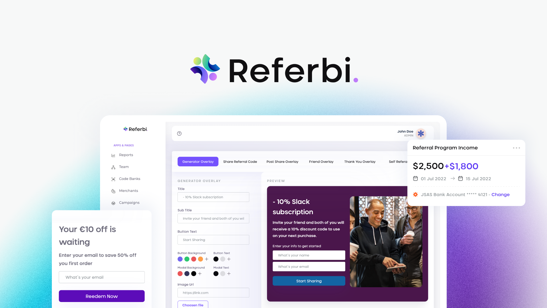 Referbi (Shopify 플러그인) - 모든 사람이 혜택을받는 제휴 마케팅 소프트웨어. 미디어 2