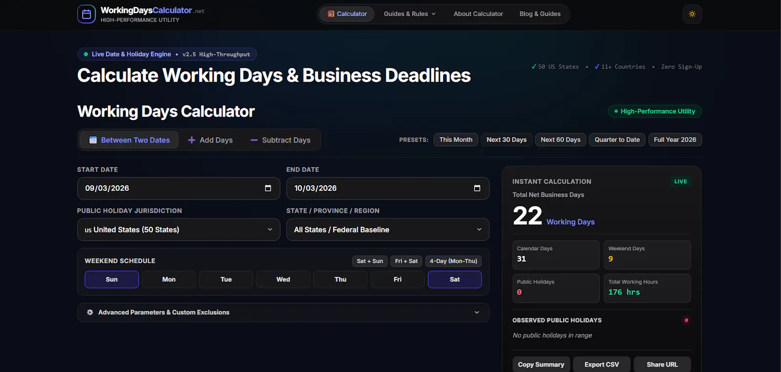 Working Days Calculator screenshot 1