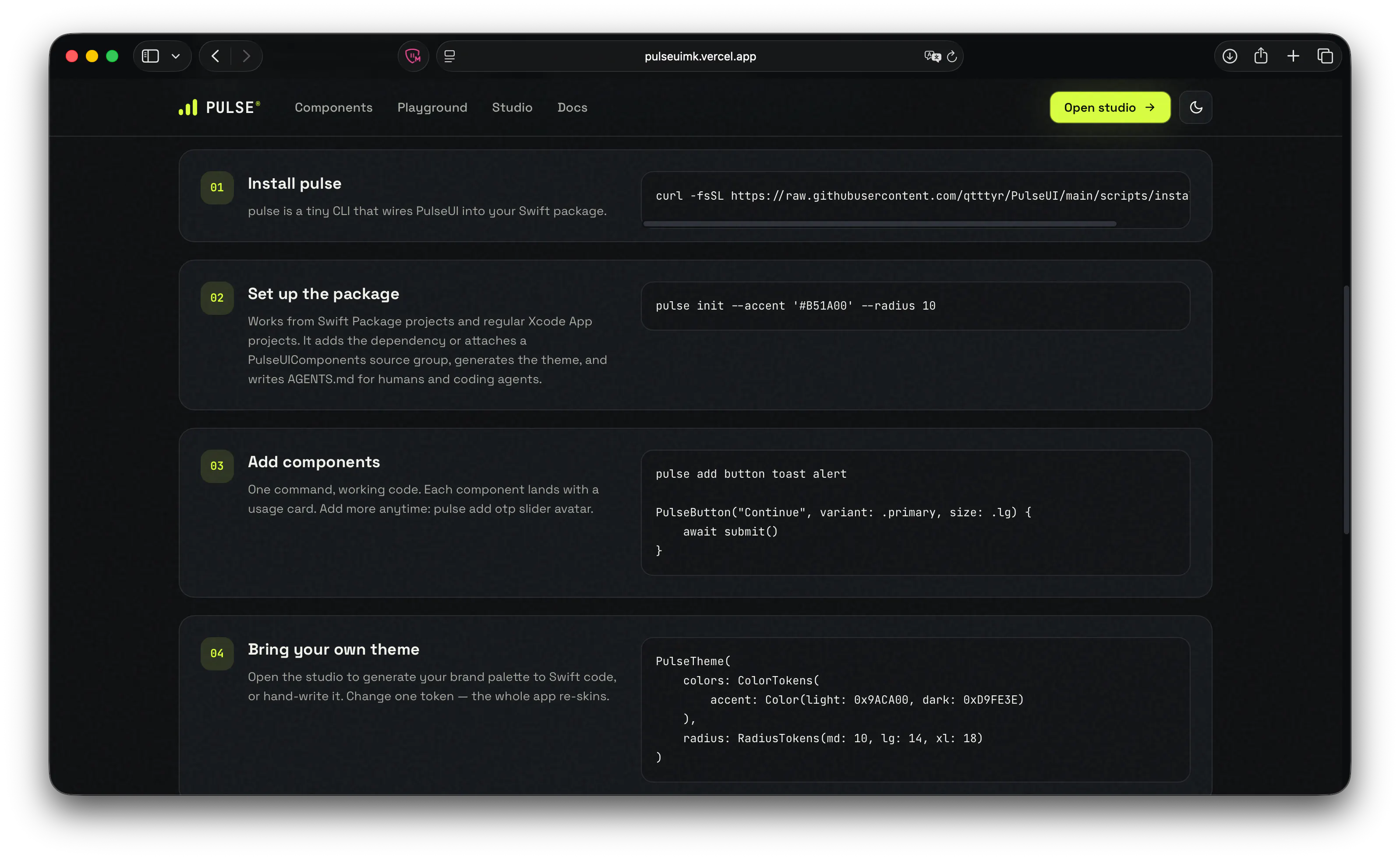 PULSE — premium SwiftUI components gallery image
