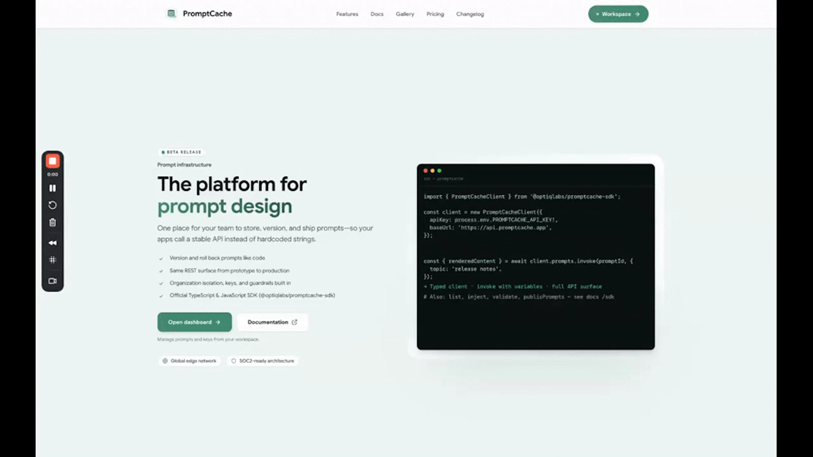 PromptCache screenshot 1 (video preview)