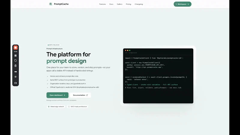 PromptCache screenshot 1 (video preview)