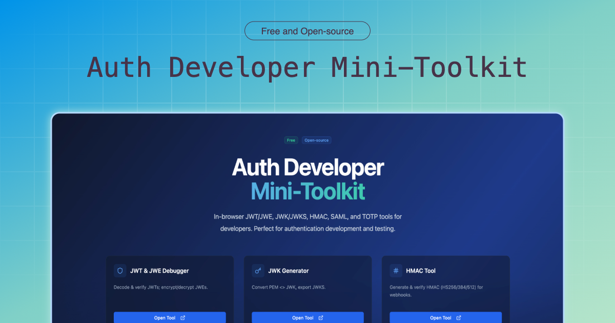 Developer Auth Mini-Toolkit by Authgear - 5 minitools for auth builders media 1