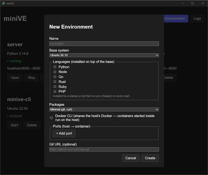 miniVE screenshot 3