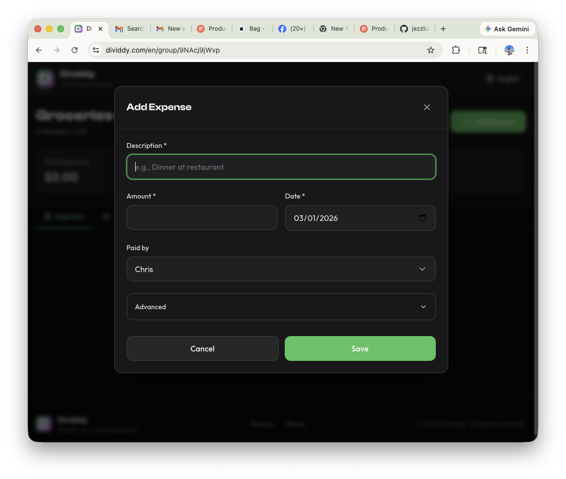 Dividdy - Screenshot 2 showing product features and functionality