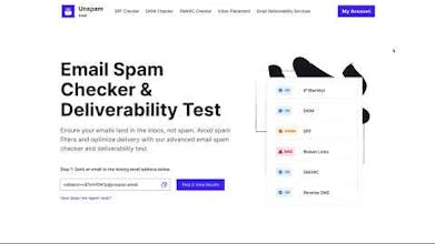 Unspam logo - Un logo aux couleurs bleu foncé et blanc avec le texte &ldquo;Unspam&rdquo; écrit en majuscules en gras.