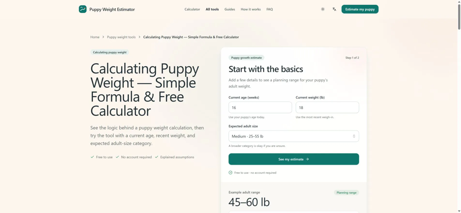 Puppy Weight Estimator gallery image