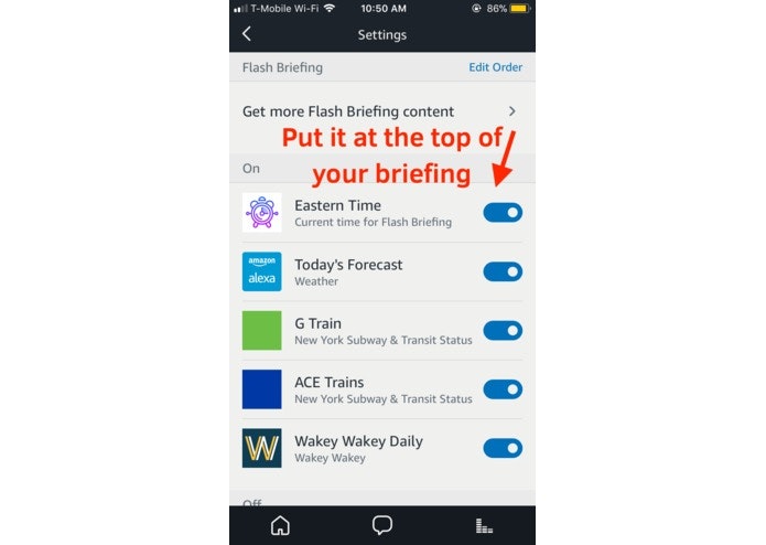 Current time for Alexa Flash Briefing gallery image